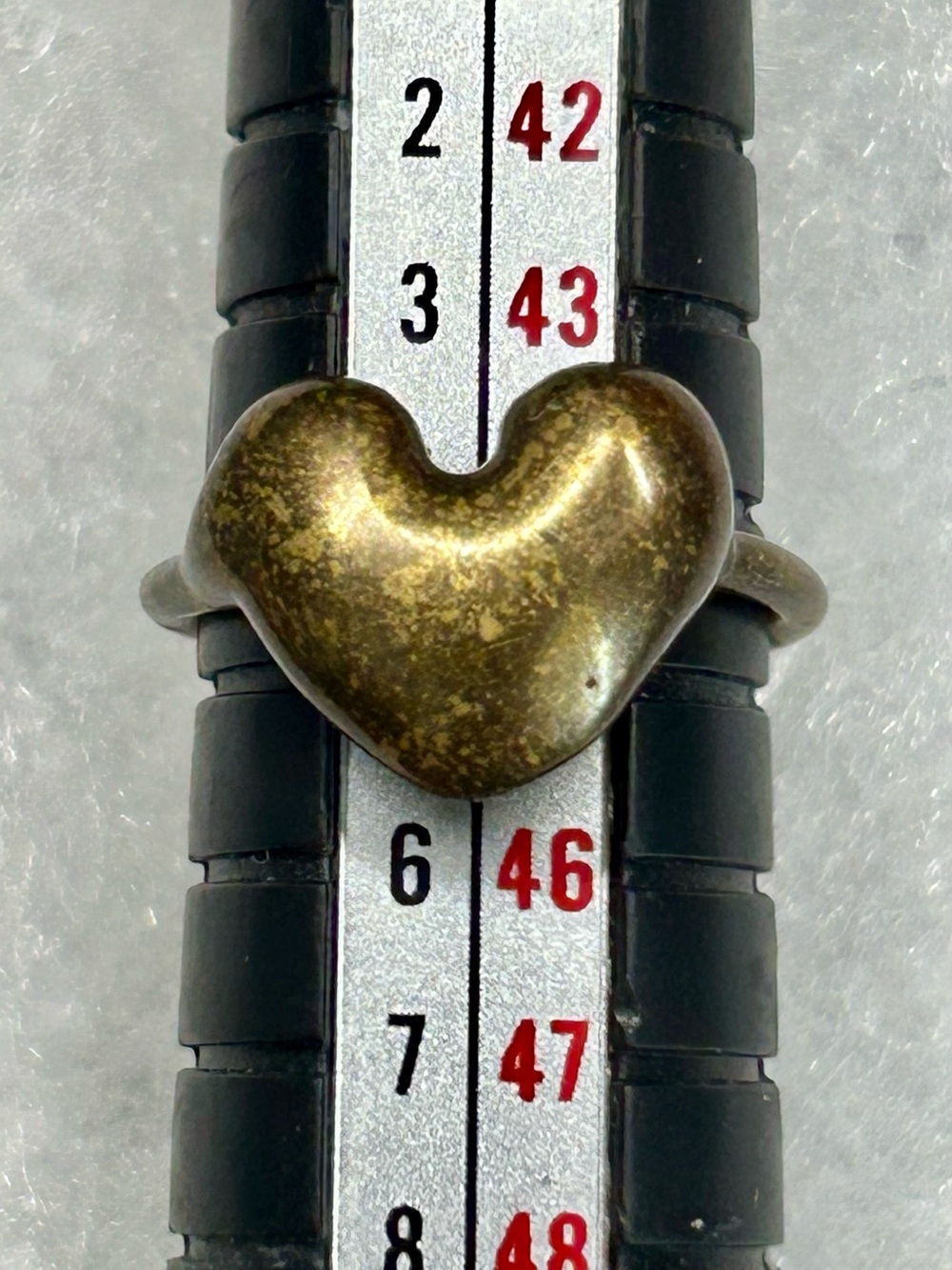 Vintage Solid Brass Sculptural Heart Ring Size 3 (1970–1973)